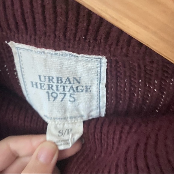URBAN HERITAGE Maroon Cable Knit Turtleneck Sweater Dress - Picture 2 of 4